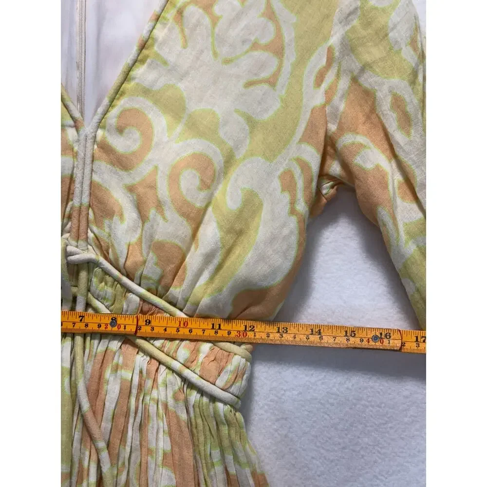 ALEXIS Capri Short Mini Dress Yellow Abstract Print 3/4 Sleeve, Size S, Rt. $598 - Picture 8 of 13